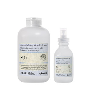 Davines SU | Szampon i żel do mycia ciała i włosów po opalaniu 250ml + SU | Ochronno-nawilżające mleczko do włosów w sprayu 135ml zestaw