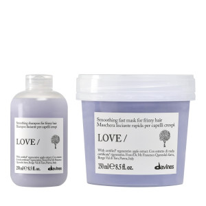 Davines Love Smoothing | Wygładzający szampon do włosów niesfornych i puszących się 250ml + Wygładzająca maska do włosów puszących się i niesfornych 250ml zestaw