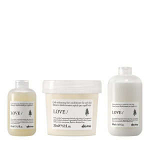 Davines Love Curl | Nawilżający szampon podkreślający skręt do loków 250ml + Odżywka uelastyczniająca i dyscyplinująca do włosów kręconych i falowanych 250ml + Krem oczyszczający co-wash podk