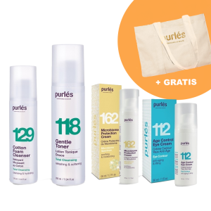 Purles 129 + 118 + 162 + 112 | Zestaw łagodzący do twarzy: pianka 125ml + tonik 200ml + krem pod oczy 30ml + krem 50ml + gratis: logowana torba