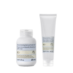 Davines SU | Szampon i żel do mycia ciała i włosów po opalaniu 75ml + SU | Regenerująca maska do włosów suchych i zniszczonych 150ml zestaw