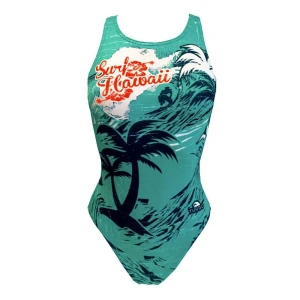 Turbo Traje De Baño Surfer Hawaii Vintage Green / Black / Red L