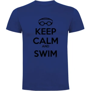 Kruskis Camiseta De Manga Corta Keep Calm And Swim Royal Blue L