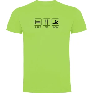 Kruskis Camiseta De Manga Corta Sleep Eat And Swim Light Green XL