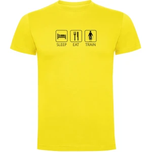 Kruskis T-shirt à Manches Courtes Sleep Eat And Train Yellow 3XL