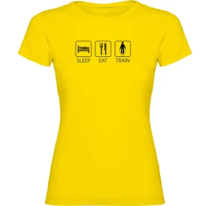 Kruskis T-shirt à Manches Courtes Sleep Eat And Train Yellow 2XL