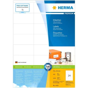 Herma Autocollant Étiquettes Premium 100 Feuilles Din A4 70x36 Mm 2400 Unités White One Size unisex
