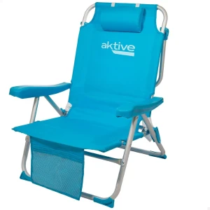 Aktive Mochila Silla Plegable 5 Posiciones Aluminio 66x58x80 Cm Blue One Size