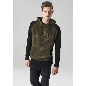 Urban Classics Sweat-shirt Raglan Contract Green Camouflage / Black S Homme