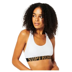 Superdry Soutien-gorge De Sport Large Logo Crop Lette White / Gold XS