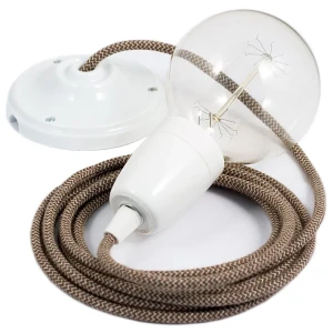 Creative Cables Suspension Luminaire Rd73 Zigzag Diy 1 M Tree Bark / White One Size