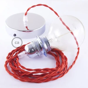 Creative Cables Lampe Suspendue Pendel Pour Abat-jour Tm09 2 M Red / Chrome Plated One Size