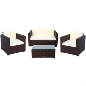Aktive Mesa Con 2 Sillones Beige / Brown One Size