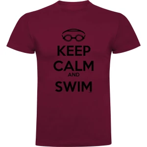 Kruskis Camiseta De Manga Corta Keep Calm And Swim Dark Red L