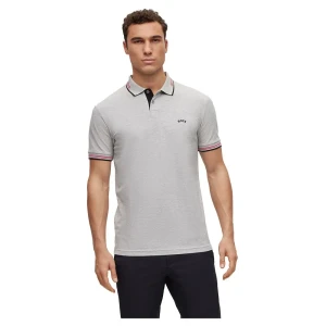 Boss Polo à Manches Courtes Paul Curved Open Grey S Homme