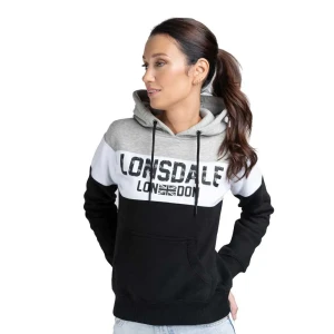 Lonsdale Sweat à Capuche Penbryn Black / White / Marl Grey XS