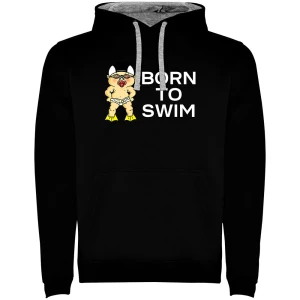 Kruskis Sudadera Con Capucha Born To Swim Two-colour Black / Grey M