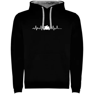 Kruskis Sudadera Con Capucha Motorbike Heartbeat Two-colour Black / Grey XL