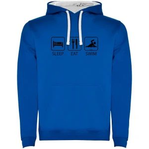 Kruskis Sudadera Con Capucha Sleep Eat And Swim Two-colour Royal Blue / White M
