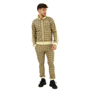 Lonsdale Survêtement Seabrook Yellow / Brown / Ecru M Homme