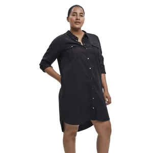Vero Moda Curve Robe à Manches Longues Sila Mix Black 52 Femme