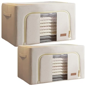 Joybos Boîte De Rangement 90l 2 Unités Beige One Size