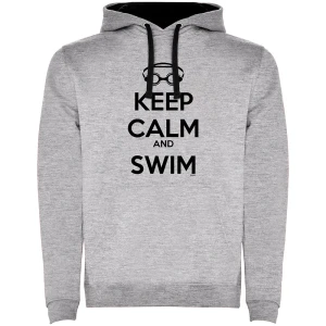 Kruskis Sudadera Con Capucha Keep Calm And Swim Two-colour Heather Grey / Black XL