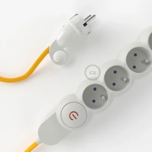Creative Cables Multiprise Câble En Rayonne Rm10 M1f4b05rm10 5 M Yellow / White 5 m unisex