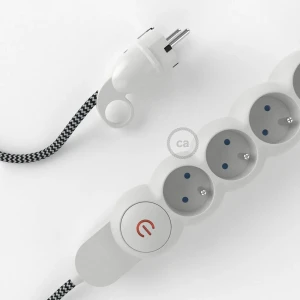 Creative Cables Multiprise Câble En Rayonne Rz04 M1f4b10 10 M Black / White 10 m unisex