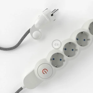 Creative Cables Multiprise M1t4b02rn02 Câble En Lin Rn02 2 M Grey / White 2 m unisex