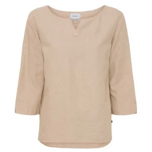 Sea Ranch T-shirt à Manches 3/4 Et Col En V Corrie Oxford Tan S Femme