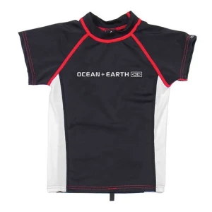 Ocean & Earth Rash Guard Manches Courtes Priority Black / White 16 Années Garçon