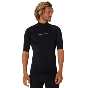Ocean & Earth Rash Guard Manches Courtes Script Black 16 Années Garçon