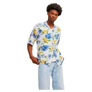 Jack & Jones Chemise à Manches Courtes 12248408 Ejeff Aop Resort Cloud Dancer L Homme