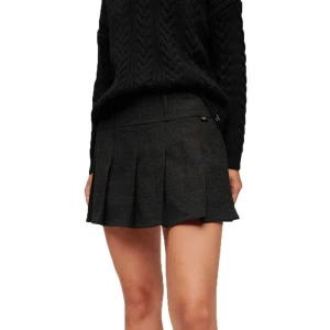 Superdry Jupe Courte Low Rise Pleated Grey Tones Check L Femme