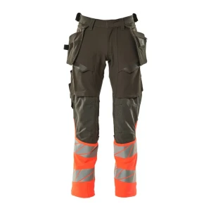 Mascot Pantalones De Trabajo Accelerate Safe 19131 Hanging Pockets Big Dark Anthracite / Hi-Vis Red 47