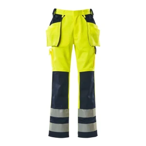 Mascot Pantalones De Trabajo Safe Compete 09131 Hanging Pockets Big Hi-Vis Yellow / Navy 48