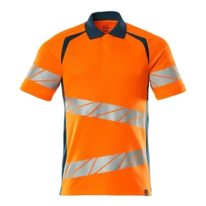 Mascot Polo à Manches Courtes Accelerate Safe 19083 Hi-Vis Orange / Dark Petroleum 4XL