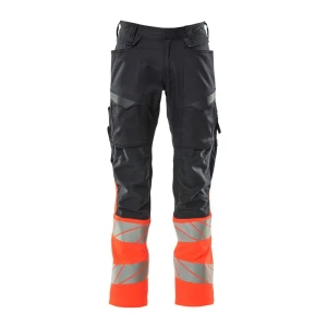 Mascot Pantalones De Trabajo Accelerate Safe 19679 Dark Navy / Hi-Vis Red 49