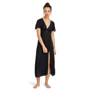 Billabong Robe Midi à Manches Courtes Jet Set Black Pebble XS Femme
