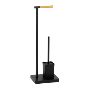 Andrea House 73234 Portarrollos Y Escobillero De Baño De Metal Black One Size