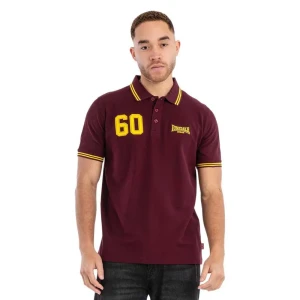 Lonsdale Polo à Manches Courtes Hellister Oxblood / Yellow S