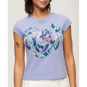 Superdry T-shirt à Manches Courtes Floral Scripted Violet Marl 2XS Femme