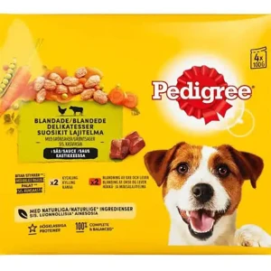 Mars Paté Pedigree Aves Y Carne 4x100g Snack Para Perros 13 Unidades Yellow One Size