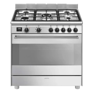 SMEG Cuisinière à Gaz Avec Four Concerto 90x60 Cm 5 Feux Grey One Size unisex