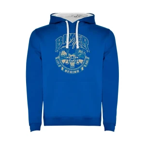 Kruskis Sudadera Con Capucha Biker Life Two Colour Royal Blue / White S