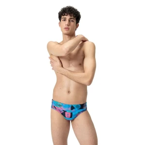 Speedo Bañador Slip Allover Digi 7cm True Navy / Siren Red UK 36