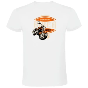 Kruskis Camiseta De Manga Corta Biker Enthusiasm White XL