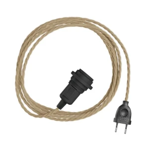 Creative Cables Lampe à Poser Snake Twisted Avec Câble Recouvert De Tissu Et Prise Bipolaire 3 M Brown One Size