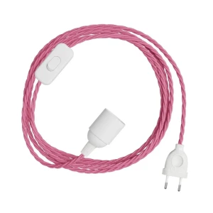 Creative Set De Cable Trenzado Snakebis E14 Con Portalámparas. Cable Trenzado De Tela Y Enchufe De Dos Clavijas 3 M Fuchsia One Size